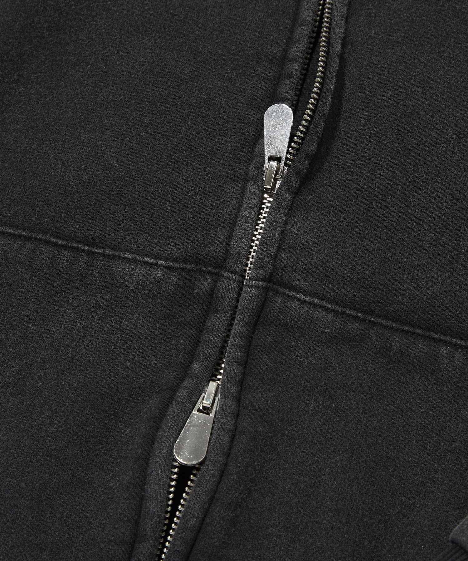 CROPPED WASHED HOOD ZIP UP [WASHING BLACK]