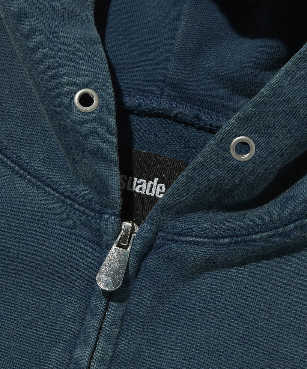 CROPPED WASHED HOOD ZIP UP [DEEP GREEN]