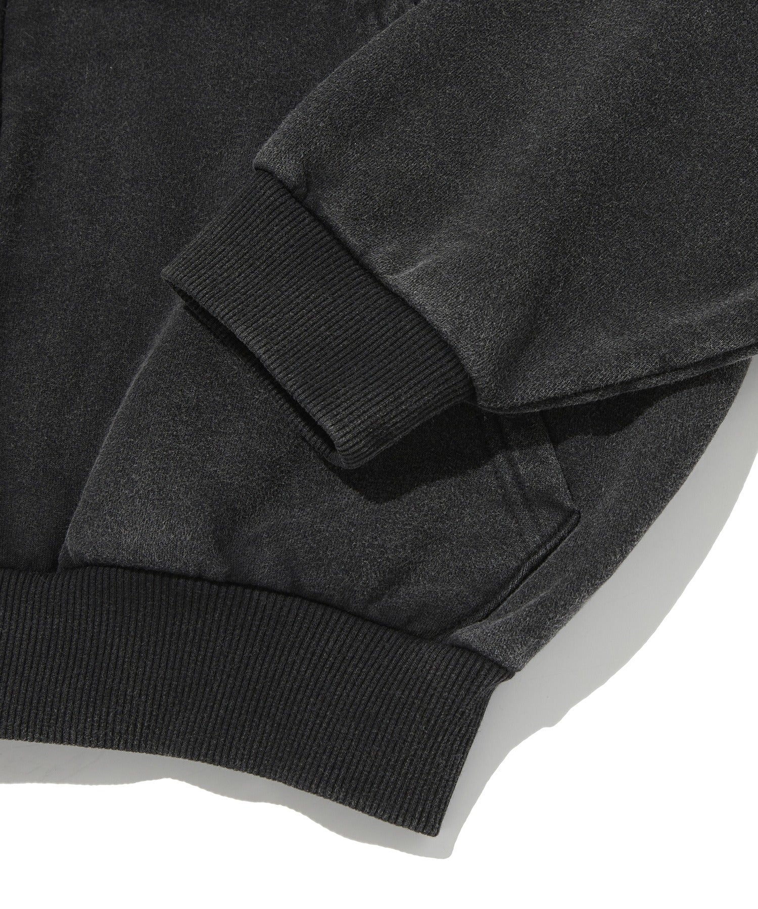 CROPPED WASHED HOOD ZIP UP [WASHING BLACK]