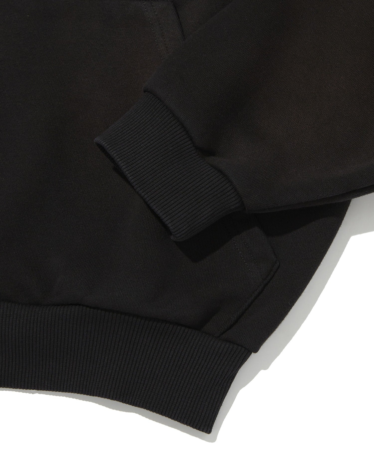 CROPPED WASHED HOOD ZIP UP [DARK BLACK]