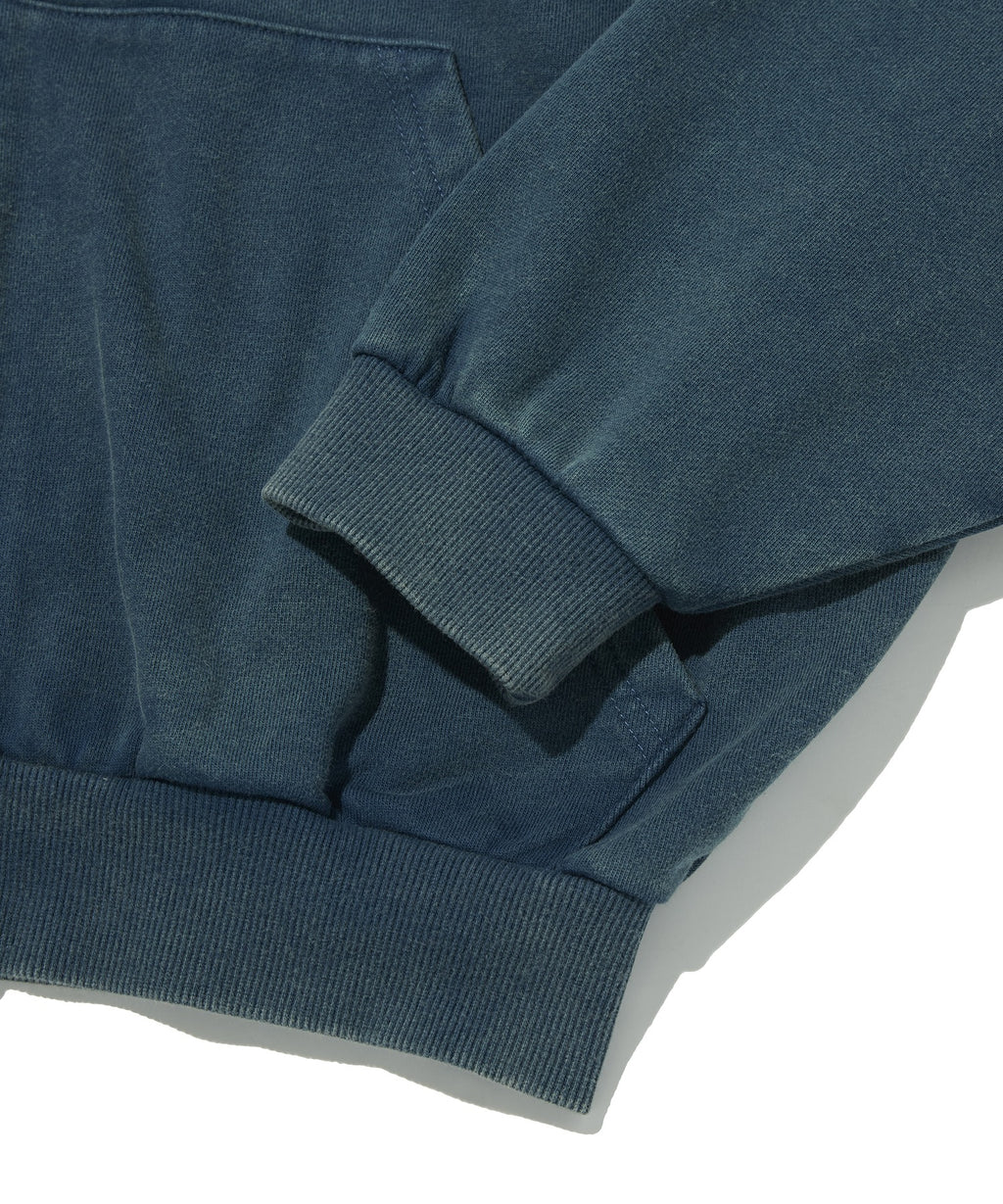 CROPPED WASHED HOOD ZIP UP [DEEP GREEN]
