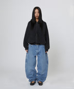 CROPPED WASHED HOOD ZIP UP [WASHING BLACK]