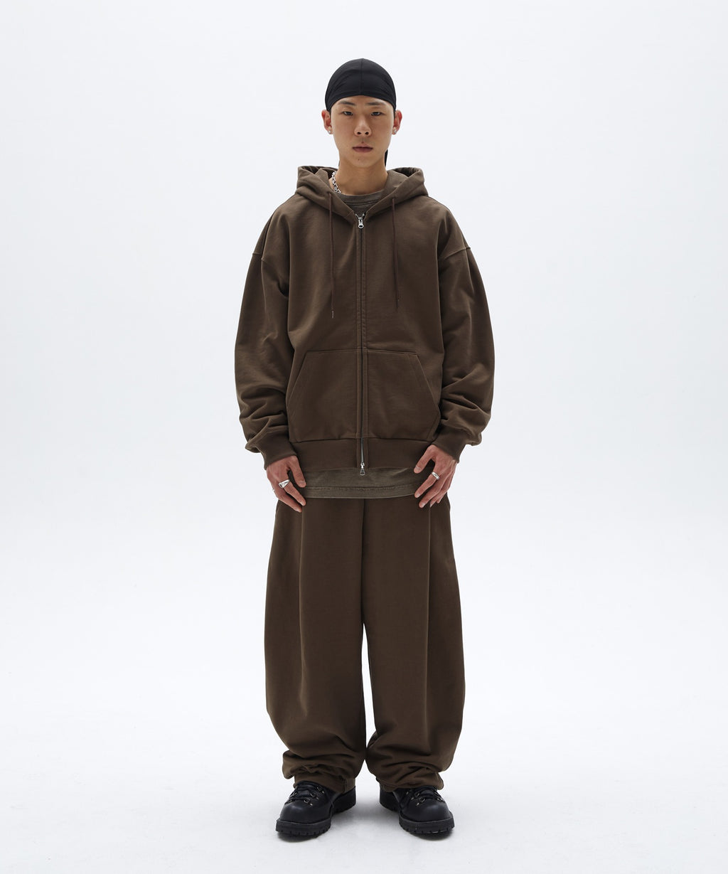 NORMAL HOOD ZIP UP [BROWN]
