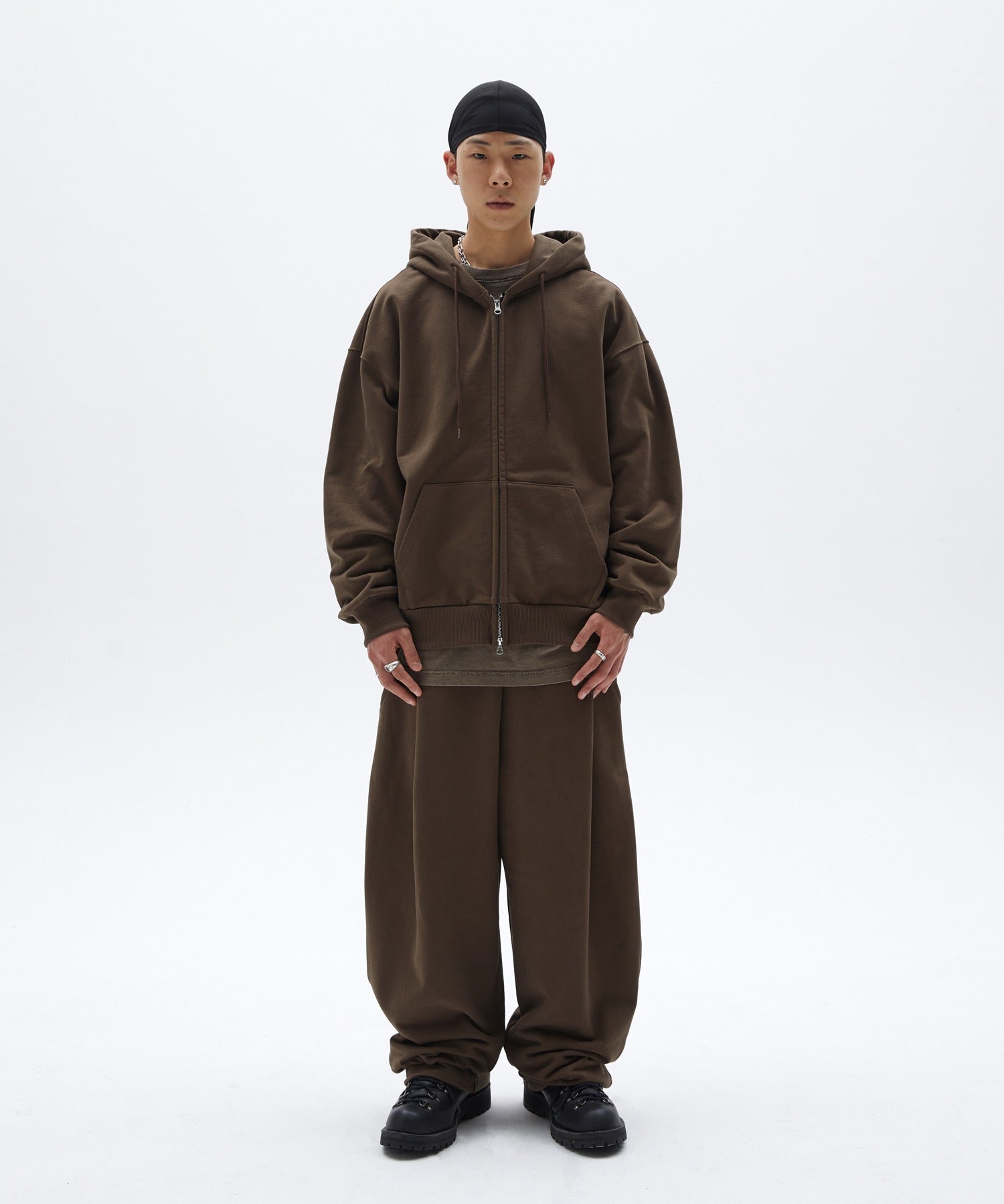NORMAL HOOD ZIP UP [BROWN]