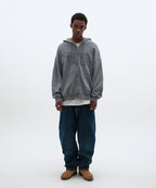 LOOSE SUADE HOOD ZIP UP [BLUE GRAY]