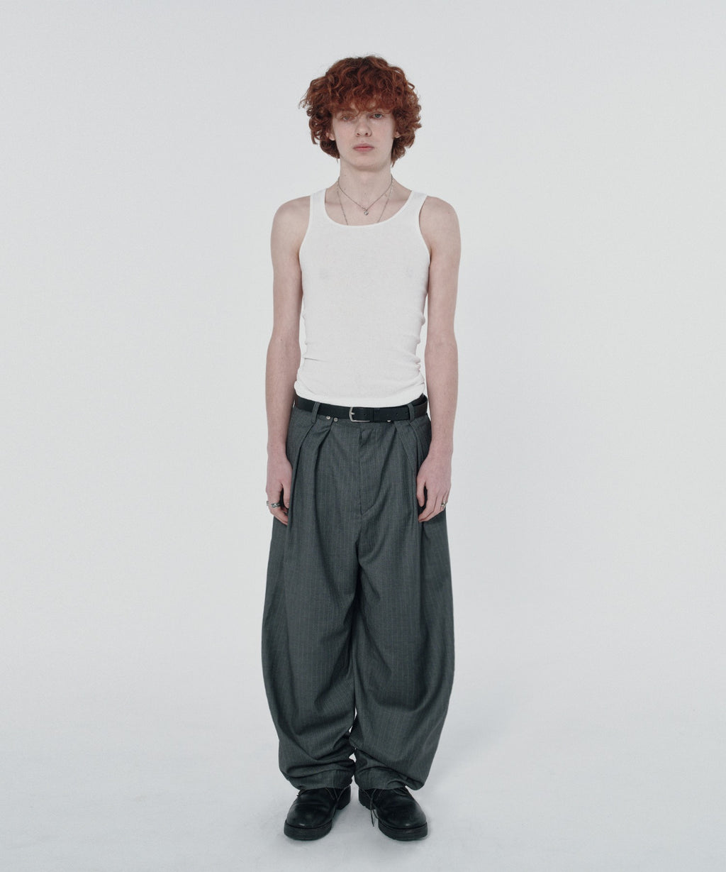 TWO TUCK STRIPE SLACKS [GRAY]