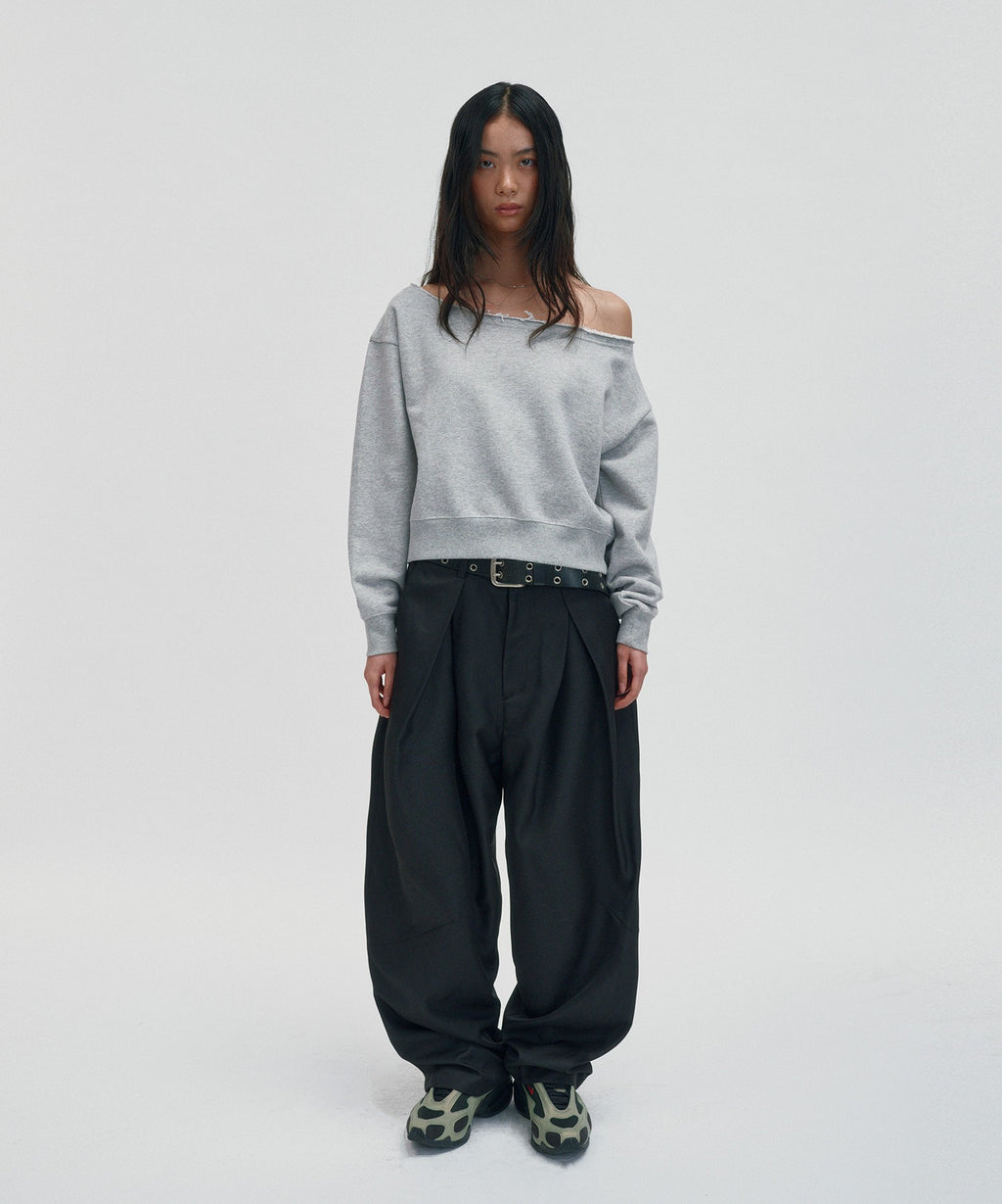 SUNNY ONE SHOULDER CREWNECK [GRAY]