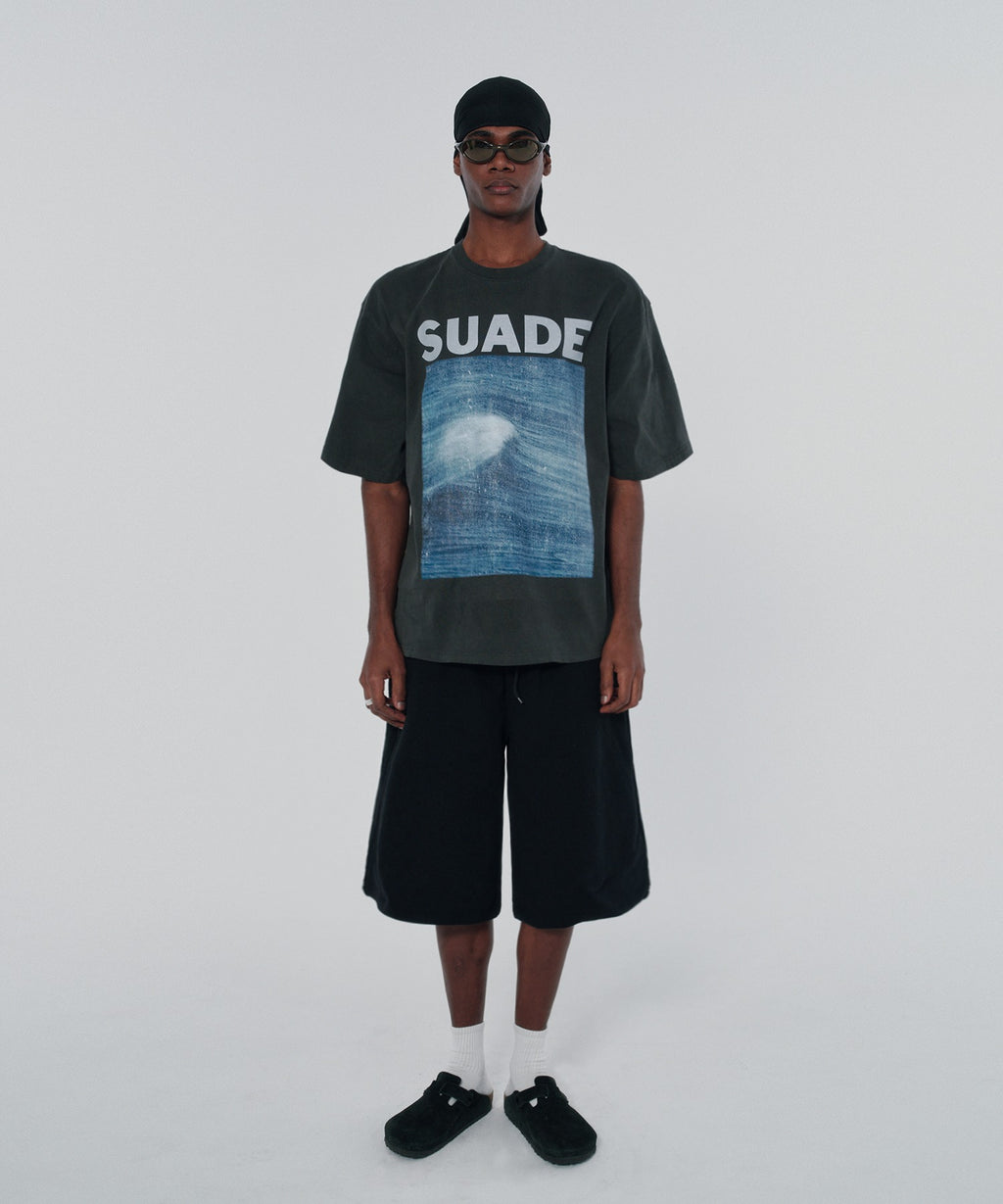 WIDE SWEAT SHORTS [BLACK]