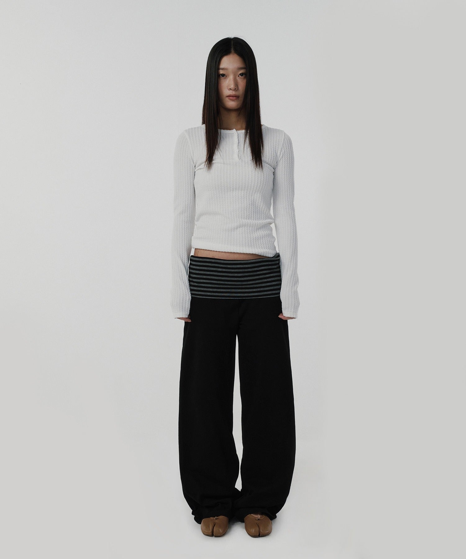 CABLE HENLEY NECK [WHITE]