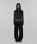 CABLE HENLEY NECK [CHARCOAL GRAY]