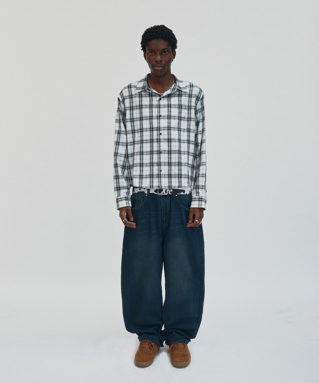 CROPPED CHECK SHIRT [WHITE]