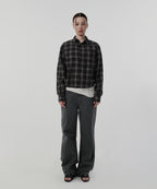 CROPPED CHECK SHIRT [GRAY]
