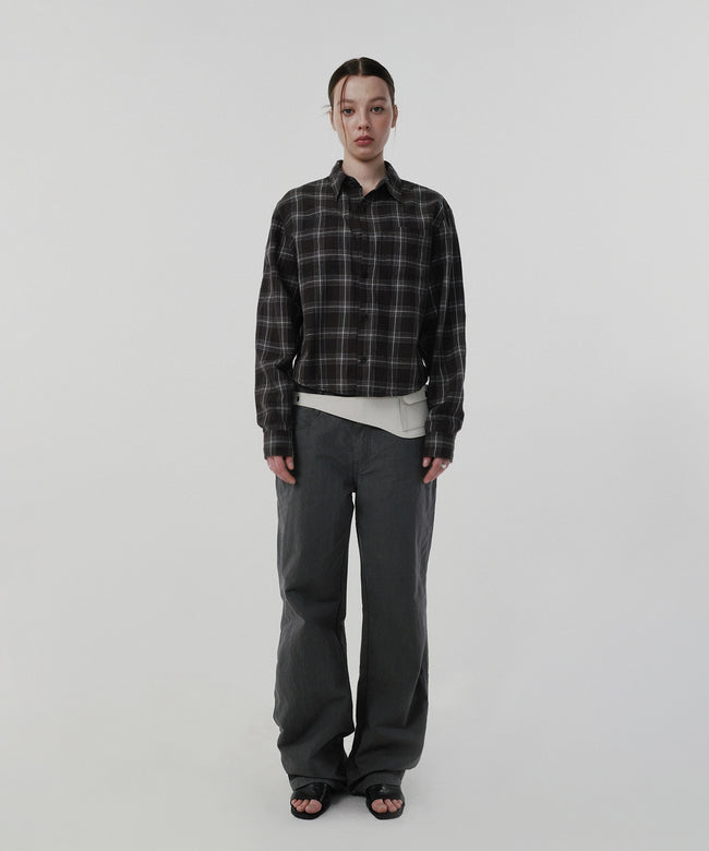CROPPED CHECK SHIRT [GRAY] Main Image