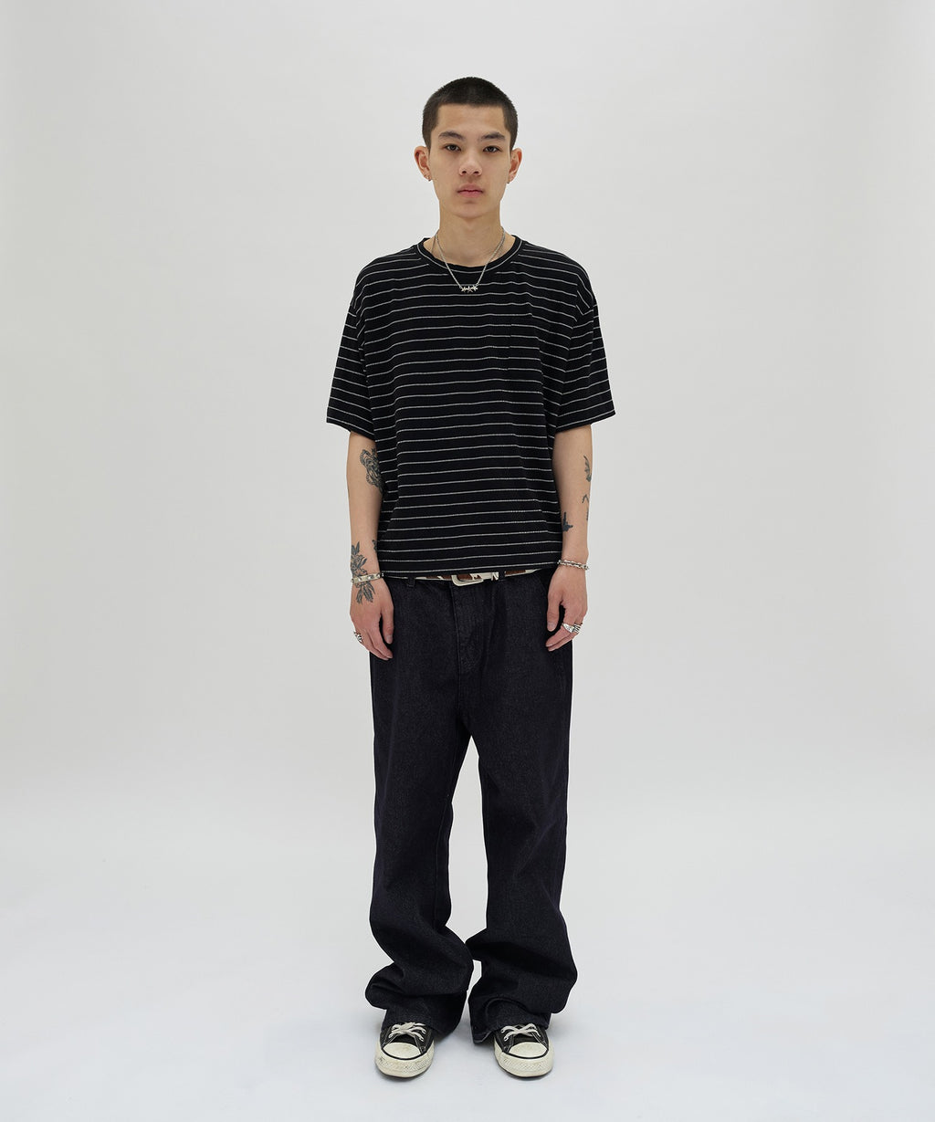 TEXTURED POCKET TEE [BLACK WHITE]