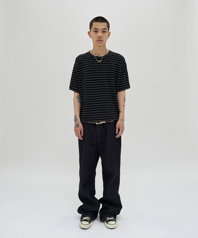 TEXTURED POCKET TEE [BLACK WHITE] Main Image