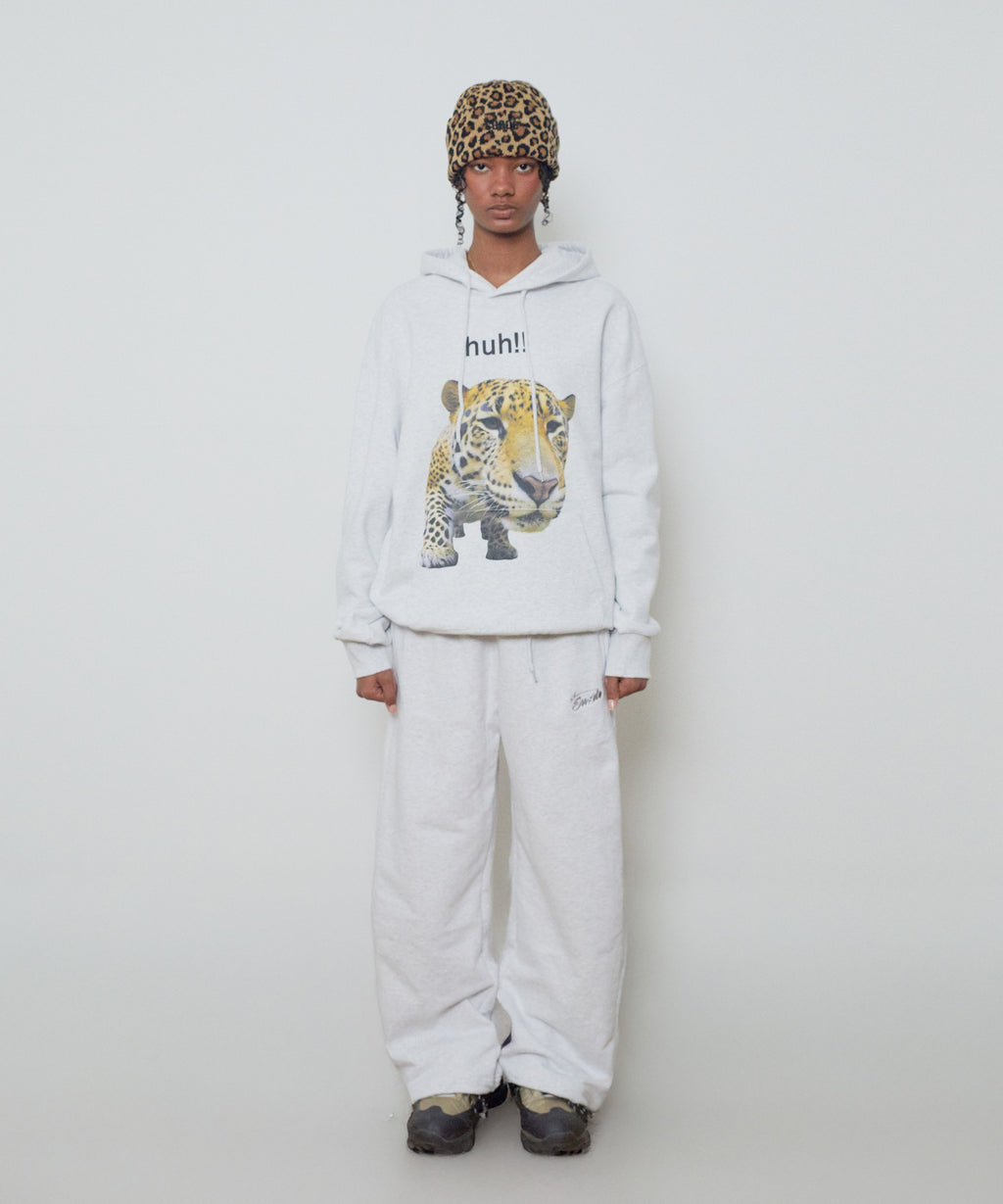 HUH!! LEOPARD HOODIE [MELANGE GRAY]
