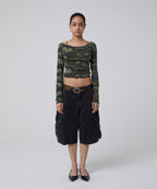 WIDE CARGO SHORTS [BLACK]