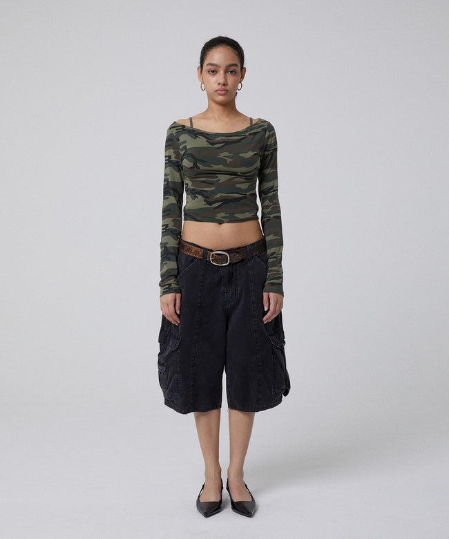 WIDE CARGO SHORTS [BLACK] Main Image