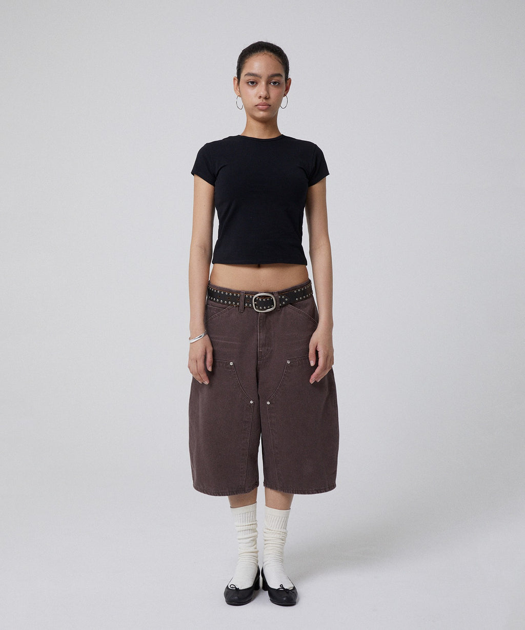 CONTOUR DOUBLE KNEE SHORTS [BROWN]