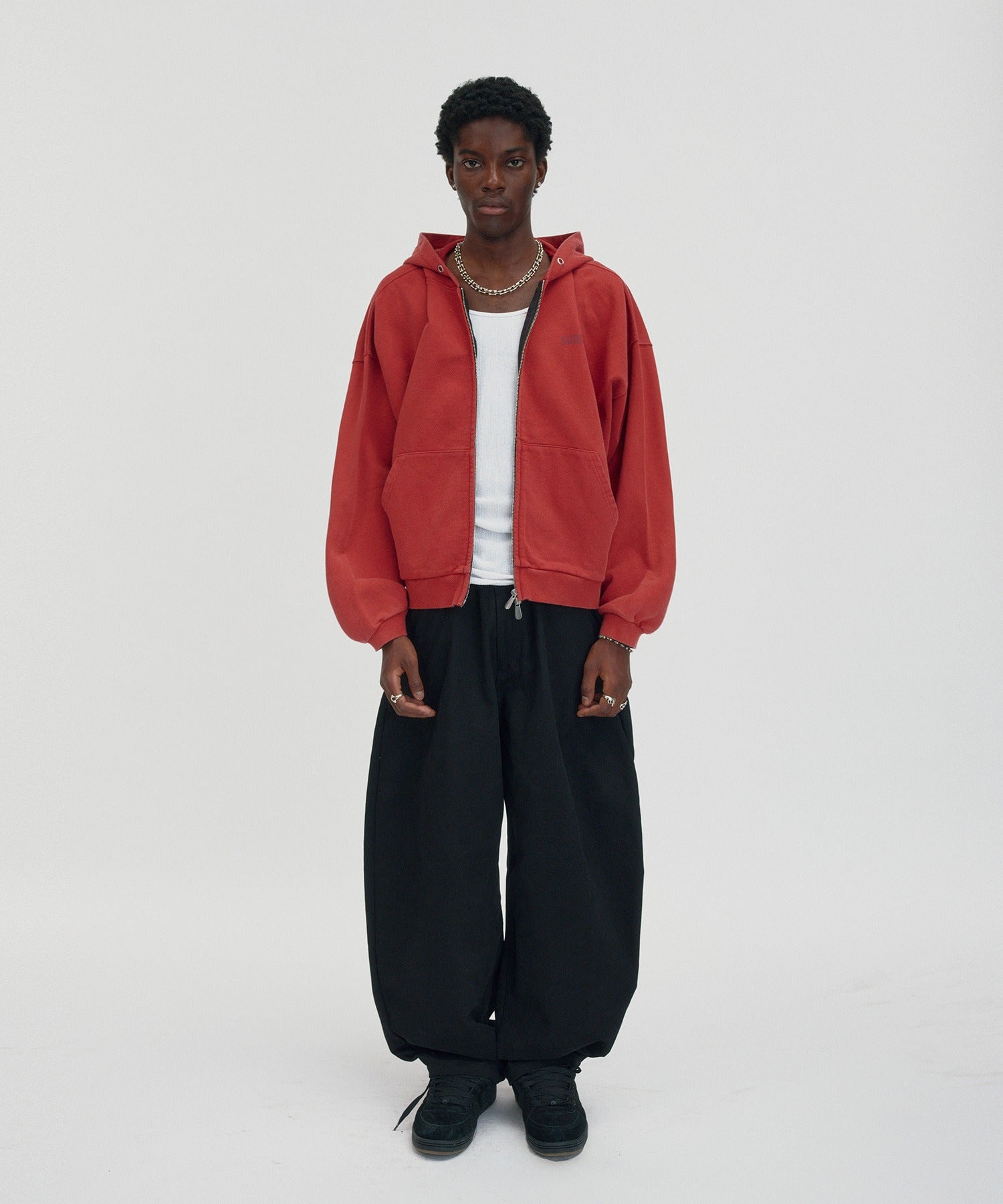 WIDE CHINO PANTS [BLACK]