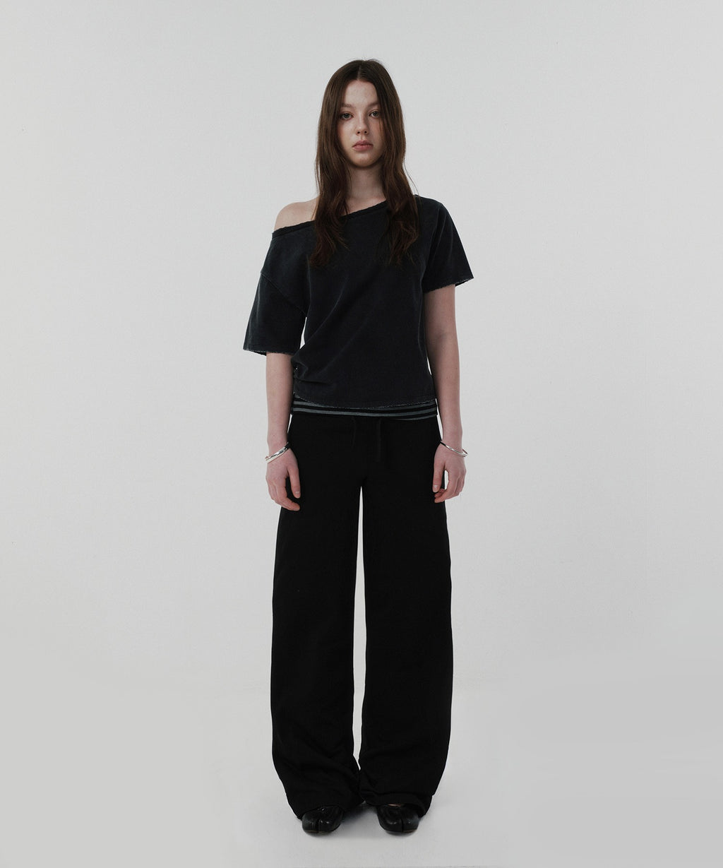 LAYERED LONG PANTS [BLACK]