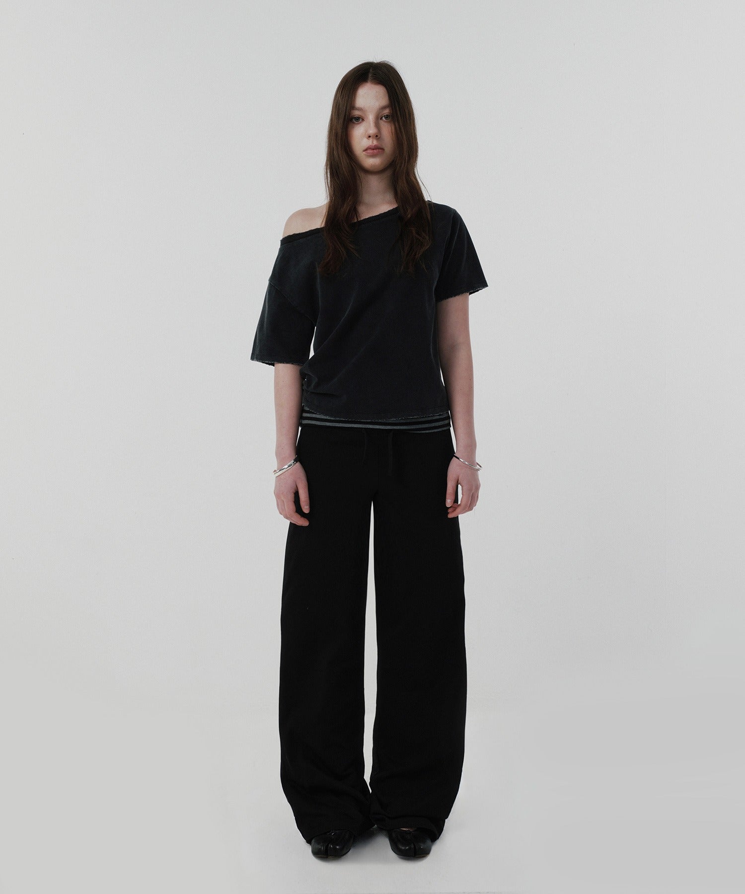 LAYERED LONG PANTS [BLACK]
