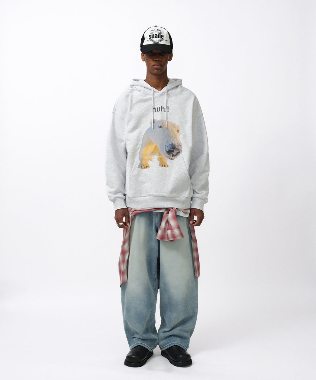 HUH!! HOODIE [MELANGE GRAY]