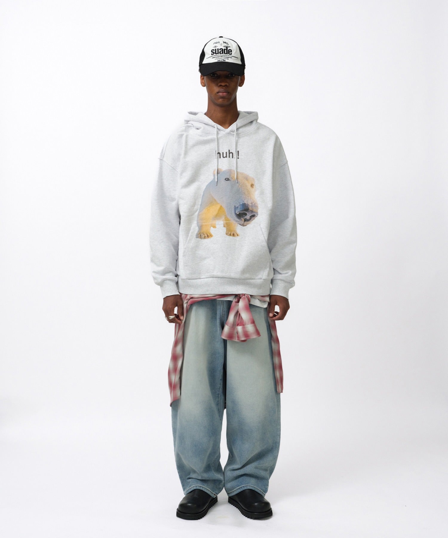 HUH!! HOODIE [MELANGE GRAY]