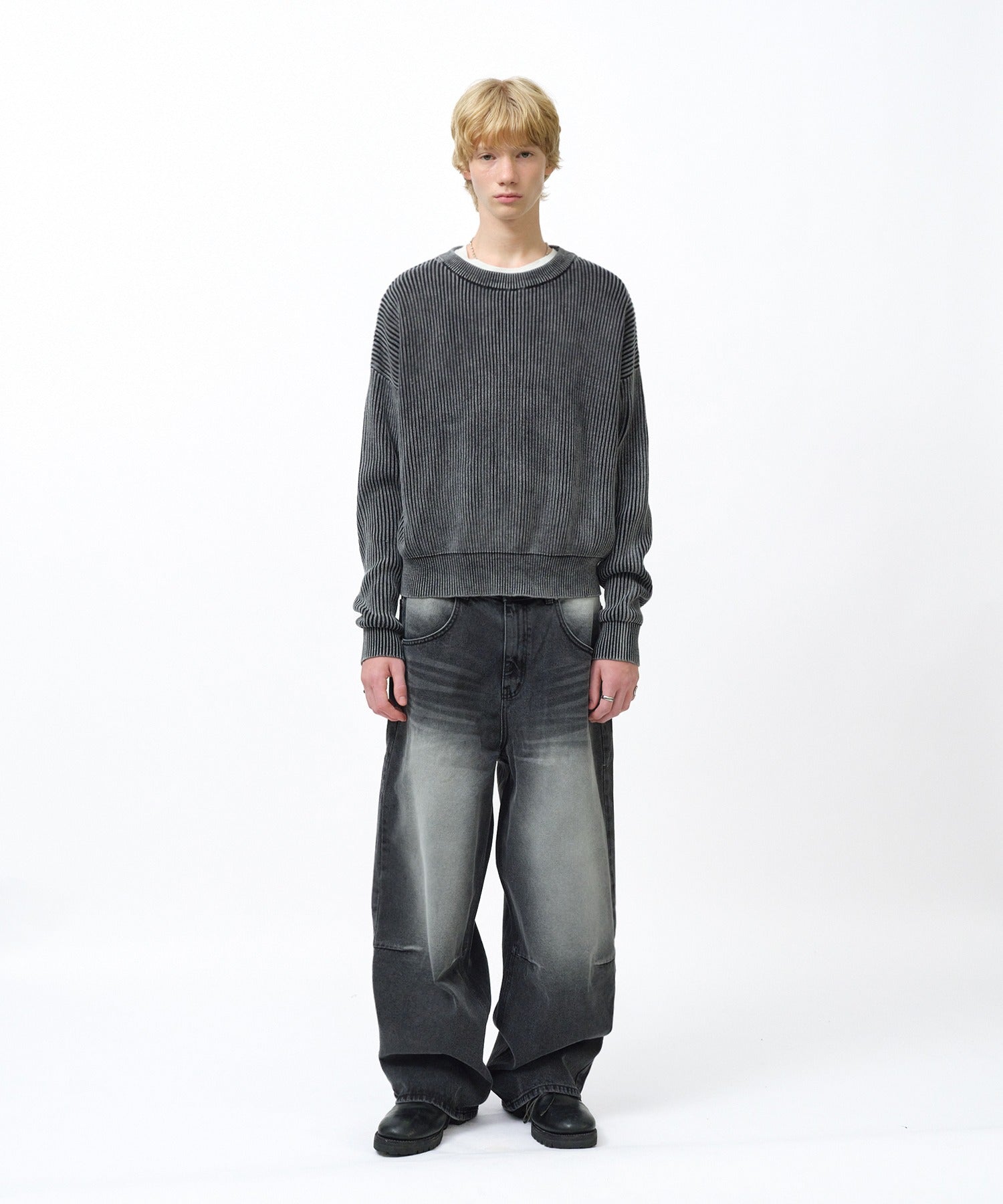 WASHED KNIT [BLACK]
