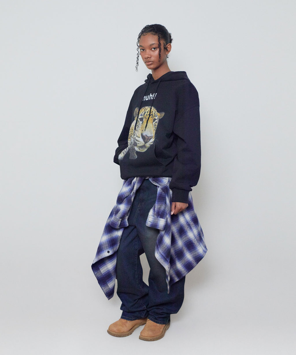HUH!! LEOPARD HOODIE [BLACK]
