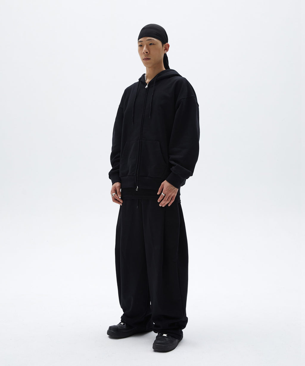 NORMAL HOOD ZIP UP [BLACK]