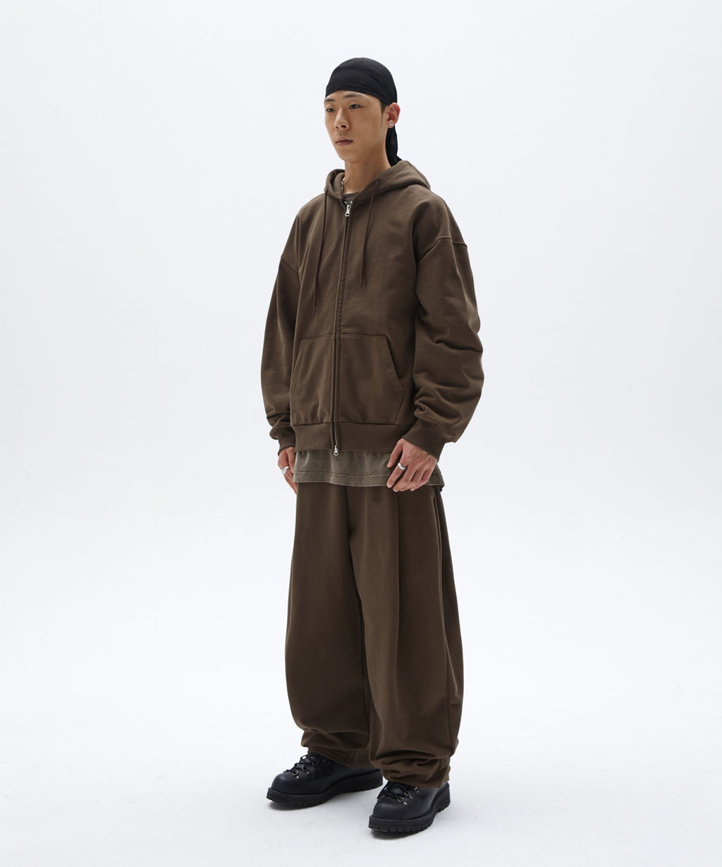 NORMAL HOOD ZIP UP [BROWN]