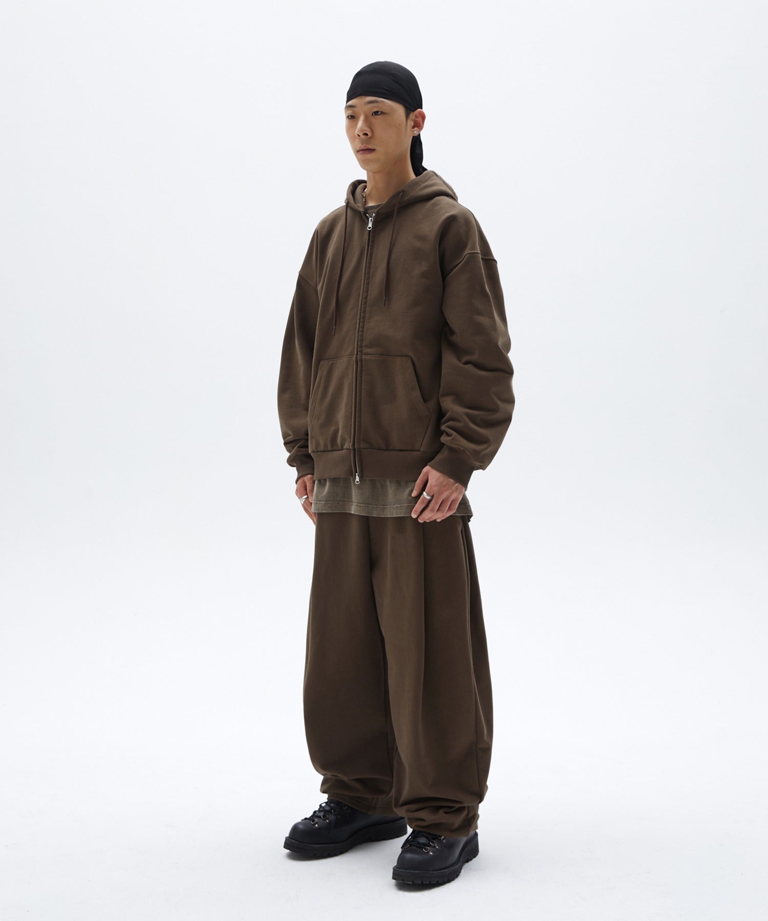 NORMAL HOOD ZIP UP [BROWN]