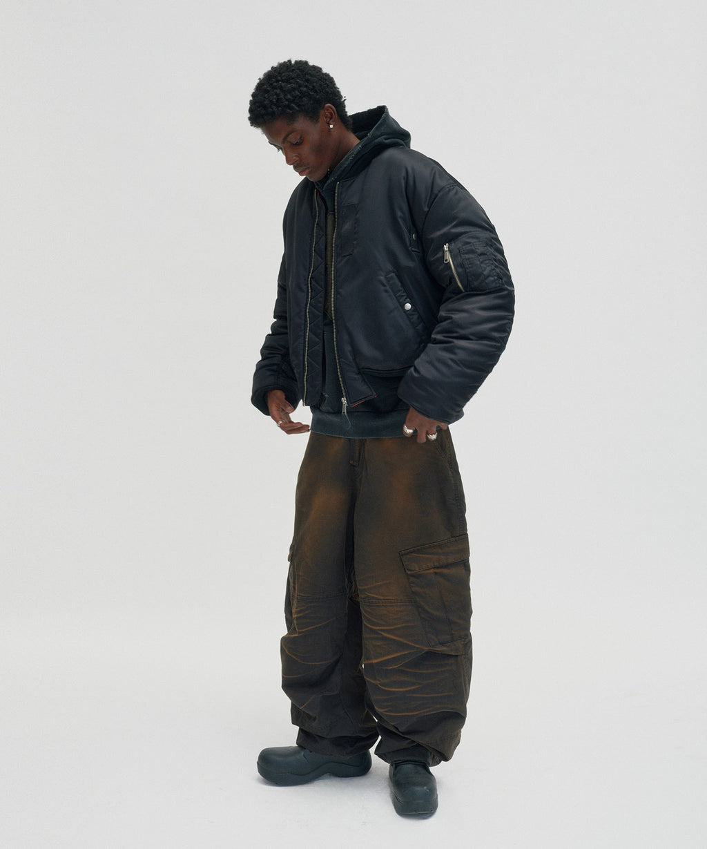 WASHED CARGO PANTS [DARK BLACK]