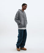 LOOSE SUADE HOOD ZIP UP [BLUE GRAY]