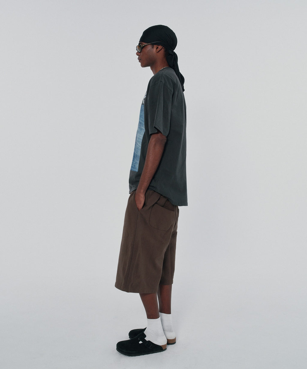 WIDE SWEAT SHORTS [BROWN]