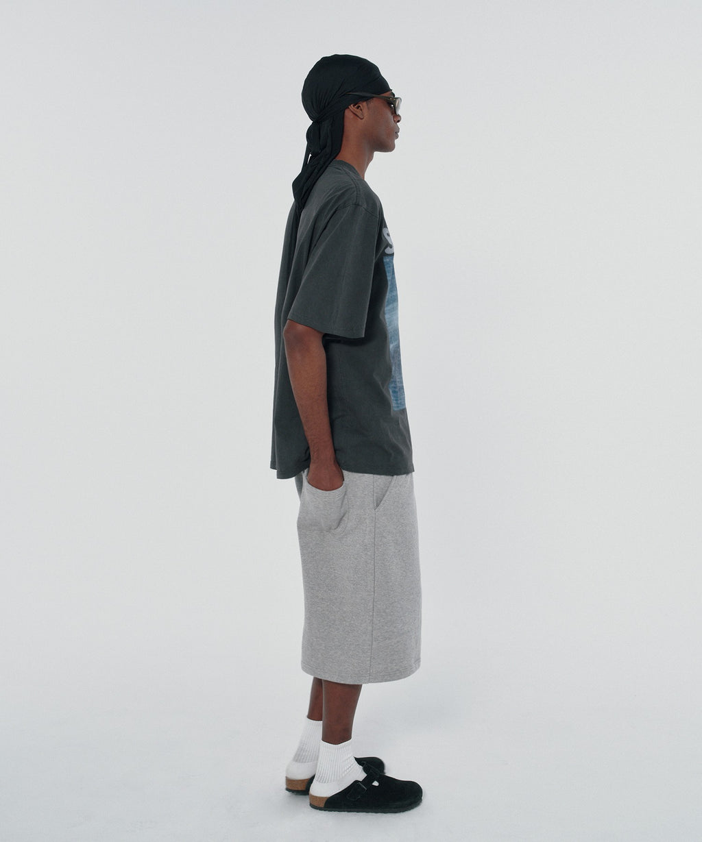 WIDE SWEAT SHORTS [GRAY]