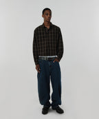 CROPPED CHECK SHIRT [BROWN]