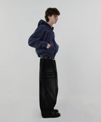 CROPPED WASHED HOOD ZIP UP [WASHING NAVY]