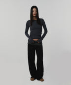 CABLE HENLEY NECK [CHARCOAL GRAY]