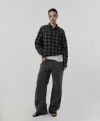 CROPPED CHECK SHIRT [GRAY]