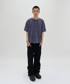 WASHED HENLEY NECK TEE [WASHING NAVY]