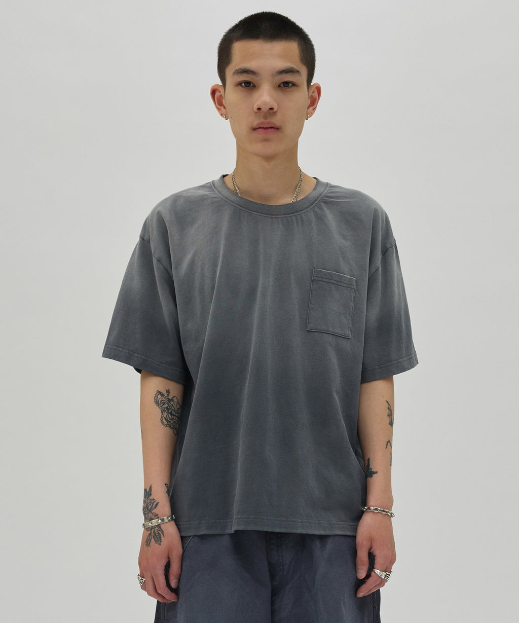 POCKET CROPPED TEE [WASHING GRAY]
