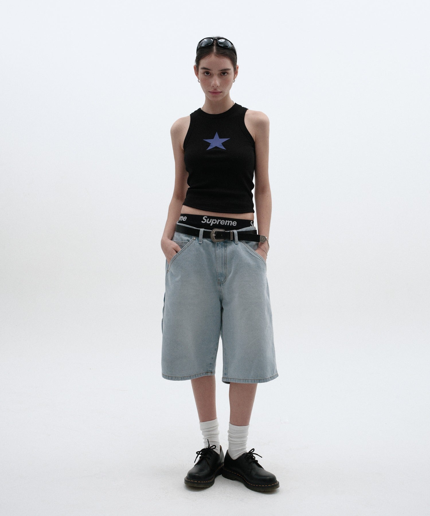 CARPENTER DENIM SHORTS [LIGHT BLUE]