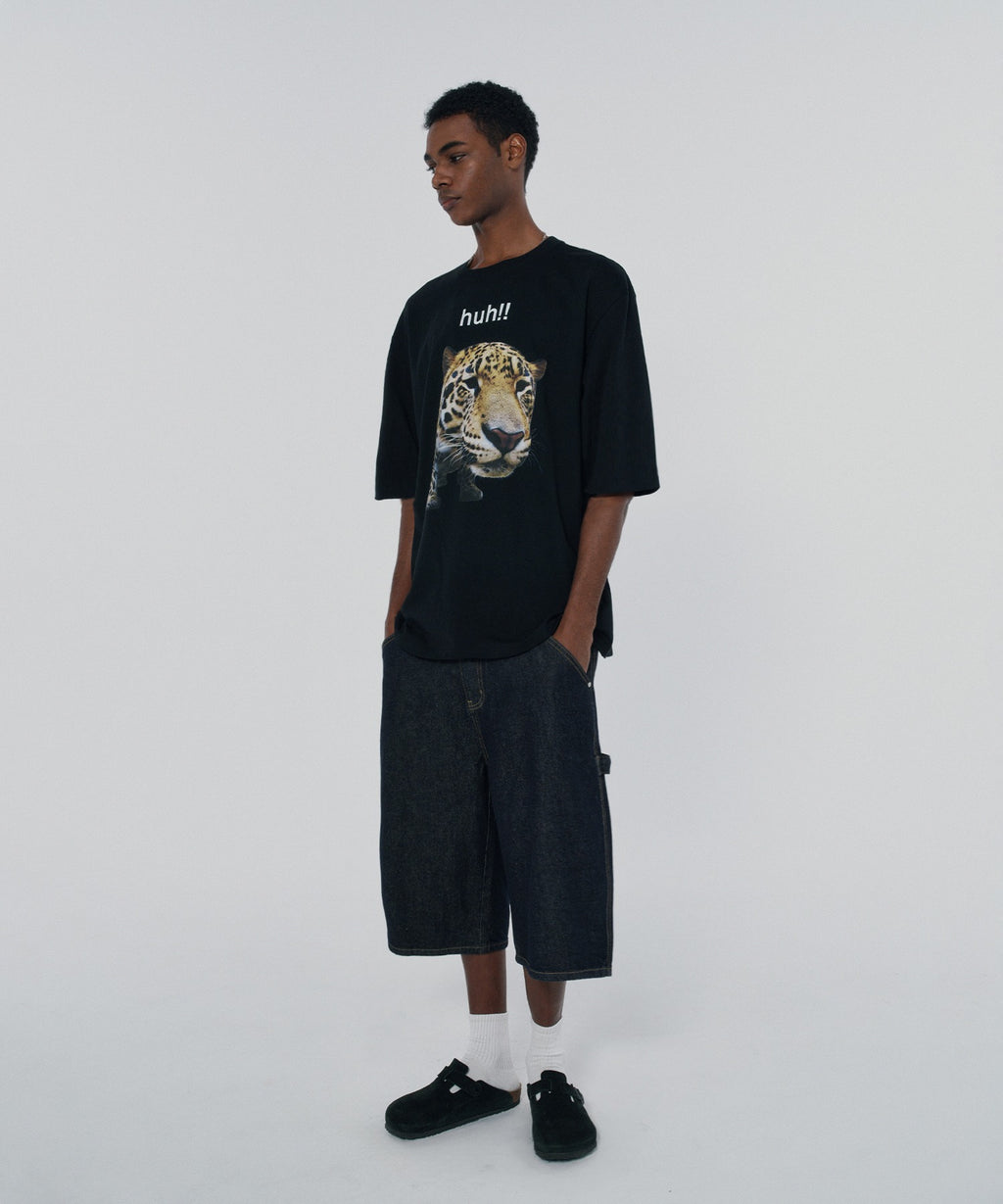 HUH!! LEOPARD TEE [BLACK]