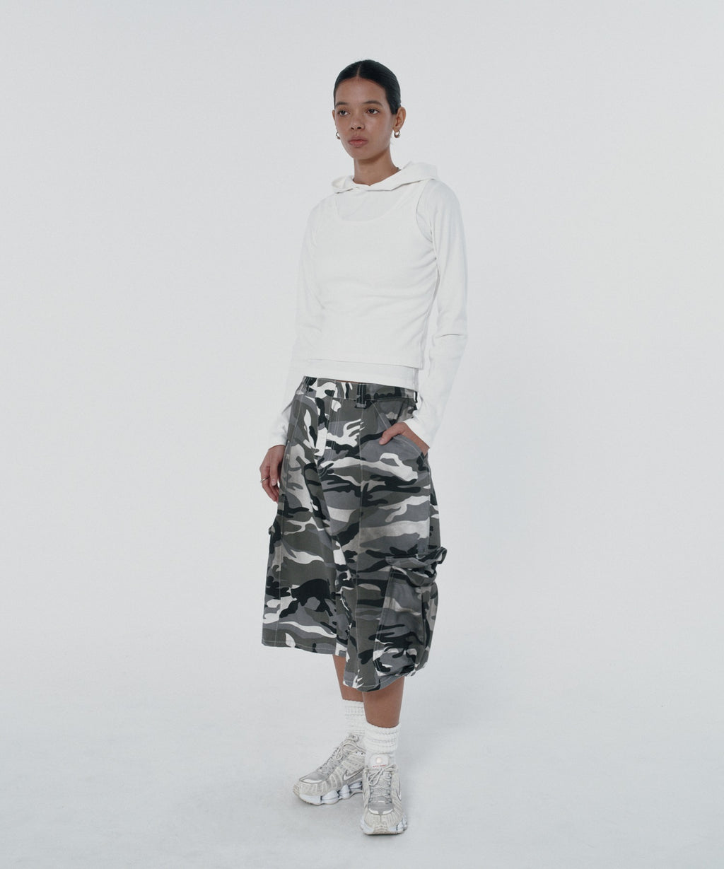 WIDE CARGO SHORTS [WHITE CAMO]
