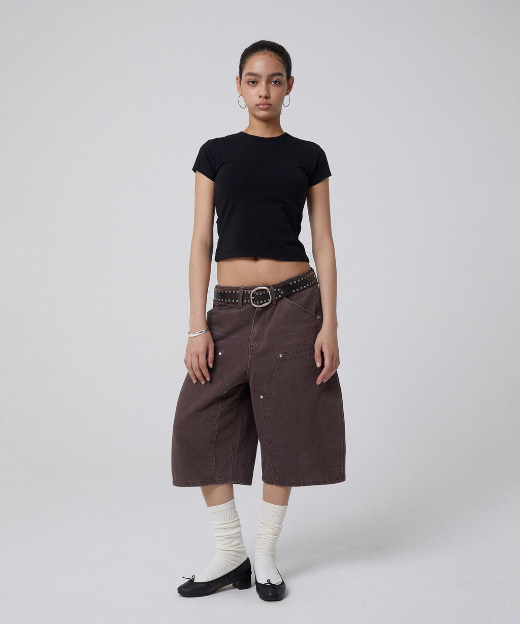 CONTOUR DOUBLE KNEE SHORTS [BROWN]