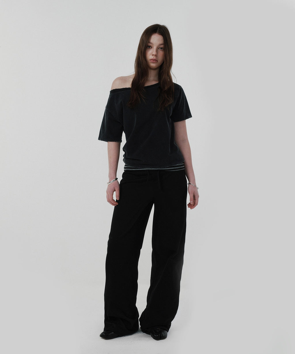 LAYERED LONG PANTS [BLACK]