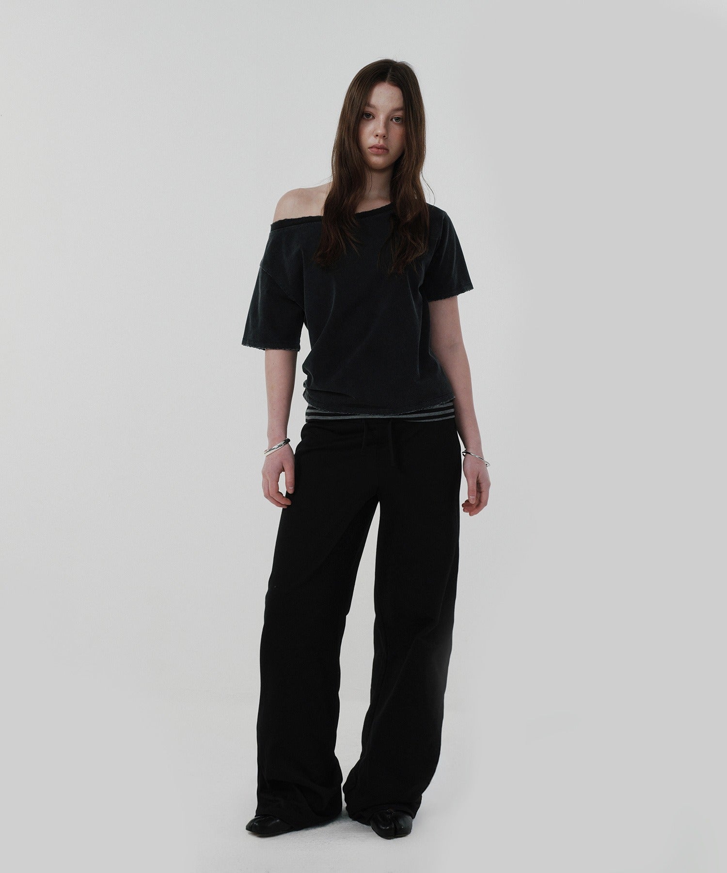 LAYERED LONG PANTS [BLACK]