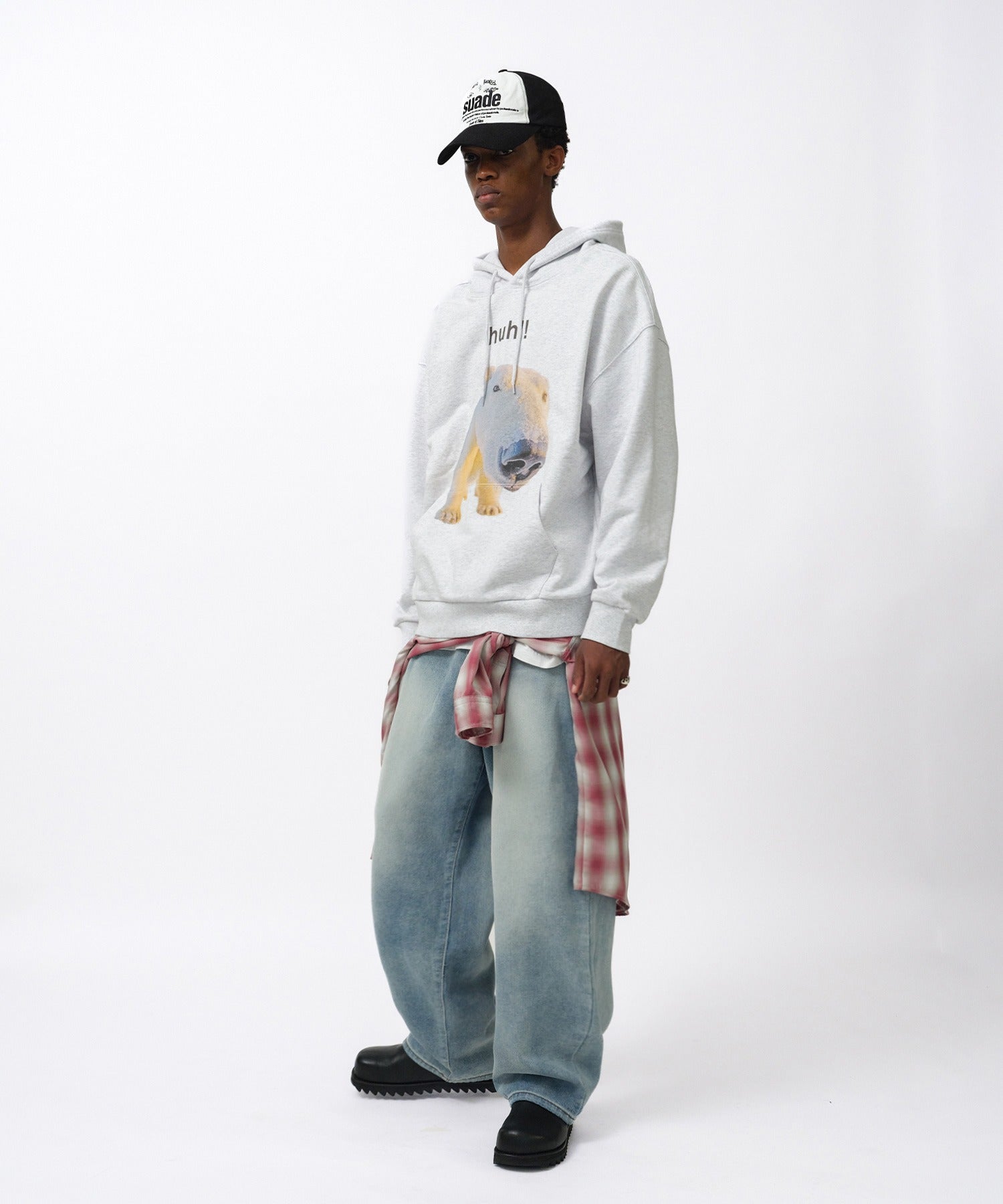 HUH!! HOODIE [MELANGE GRAY]